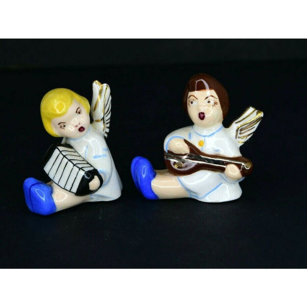 Vintage Musical Angels Playing Instruments Ceramic Figurines